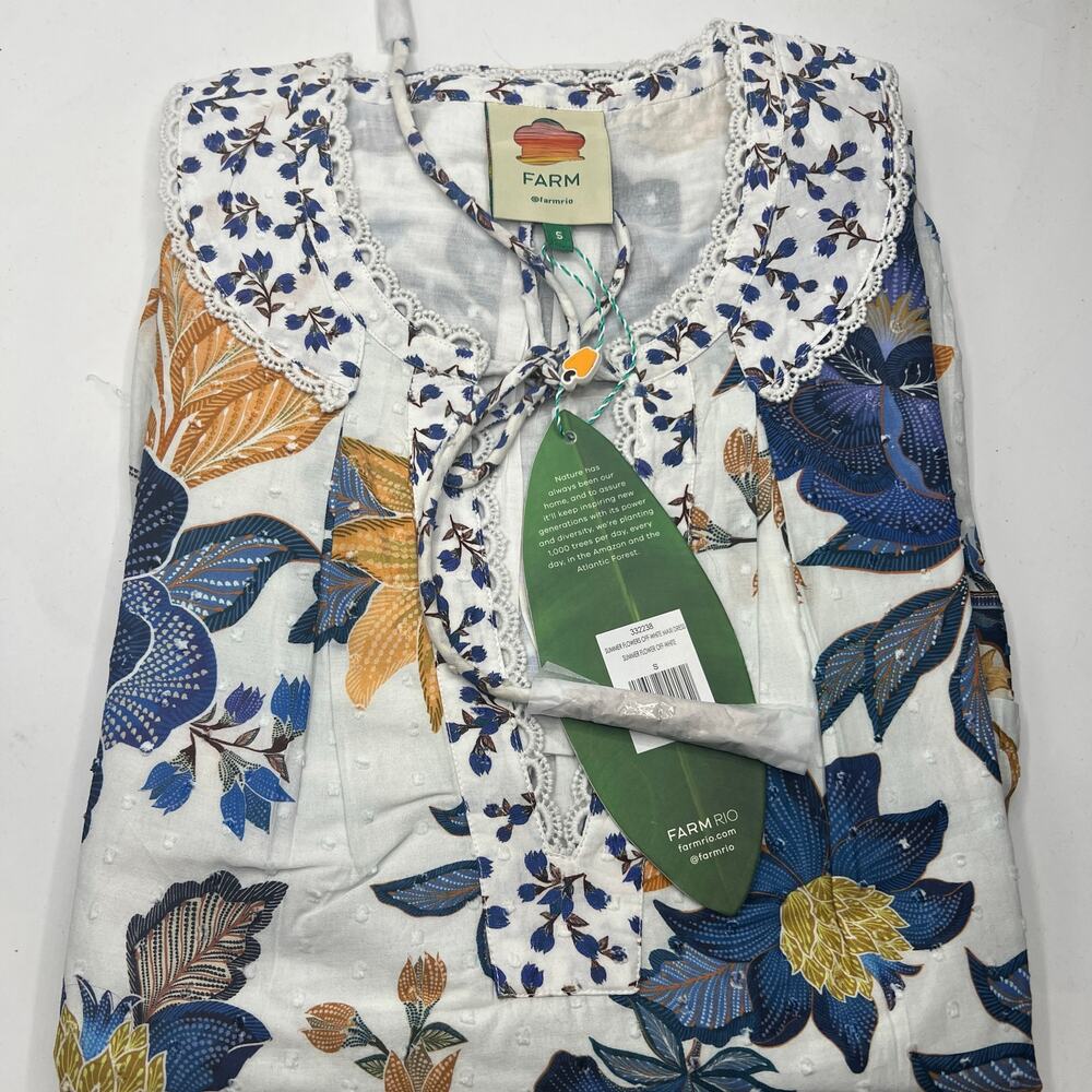 NEW NWT Farm Rio Off-White Summer Flowers Beaded Tassels Maxi Dress Size S - Picture 5 of 8